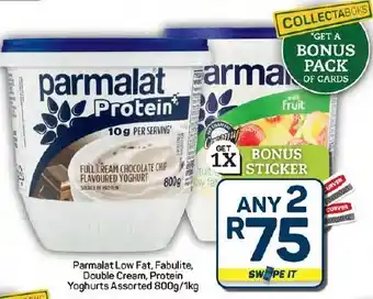 Pick n Pay Hypermarket Parmalat Low Fat, Fabulite, Double Cream, Protein Yoghurts Assorted offer