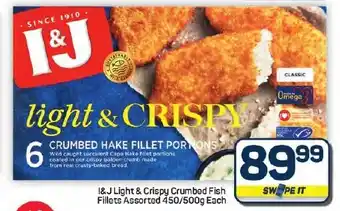 Pick n Pay Hypermarket I&J Light & Crispy Crumbed Fish Fillets Assorted offer