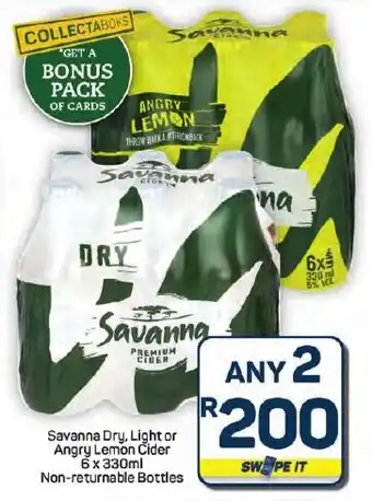 Pick n Pay Hypermarket Savanna Dry, Light or Angry Lemon Cider offer