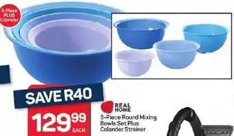 Pick n Pay Hypermarket REAL HOME Round Mixing Bowls Set Plus Colander Strainer offer