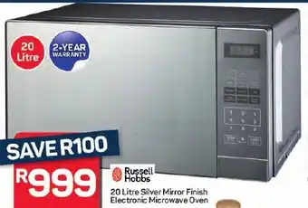 Pick n Pay Hypermarket Russell Hobbs Silver Mirror Finish Electronic Microwave Oven offer