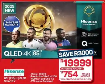 Pick n Pay Hypermarket Hisense 85" 216cm QLED Smart TV offer
