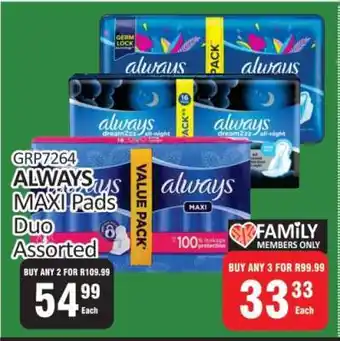 KitKat Cash and Carry ALWAYS MAXI Pads Duo Assorted offer