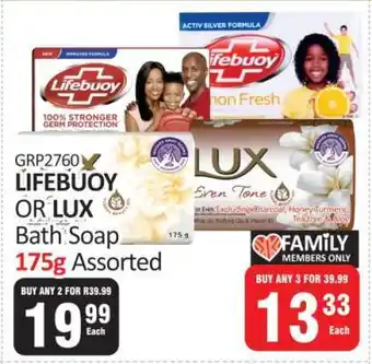 KitKat Cash and Carry Lifebuoy or Lux Bath Soap 175g Assorted offer