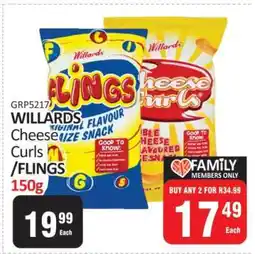 KitKat Cash and Carry WILLARDS Cheese Curls / FLINGS 150g offer