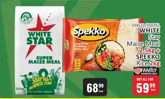 KitKat Cash and Carry WHITE Star Maize Meal 2.5kg + SPEKKO Rice 2kg offer