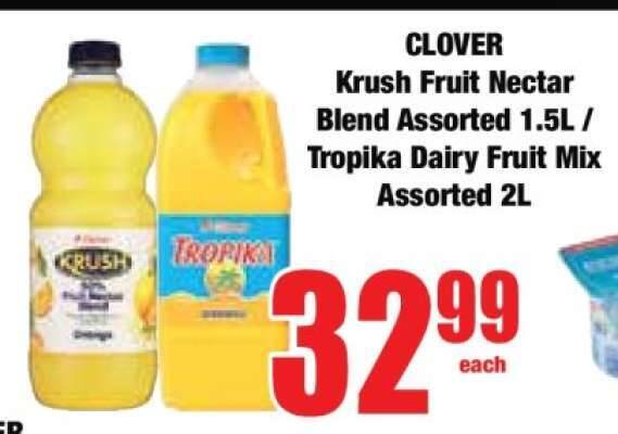 CLOVER Krush Fruit Nectar Blend Assorted Tropika Dairy Fruit Mix  Assorted 2L