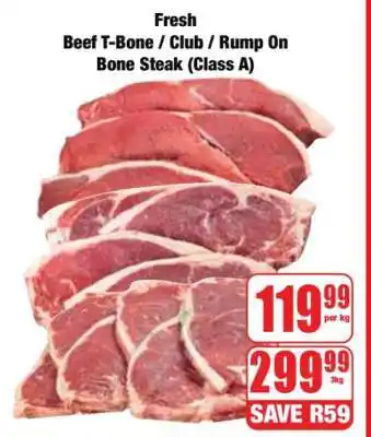 Boxer Fresh Beef T-Bone / Club / Rump On Bone Steak (Class A) offer