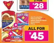 Game 2 x Lucky Star Pilchards 215g Plus Albany Superior Sliced Brown Bread 700g-For All offer
