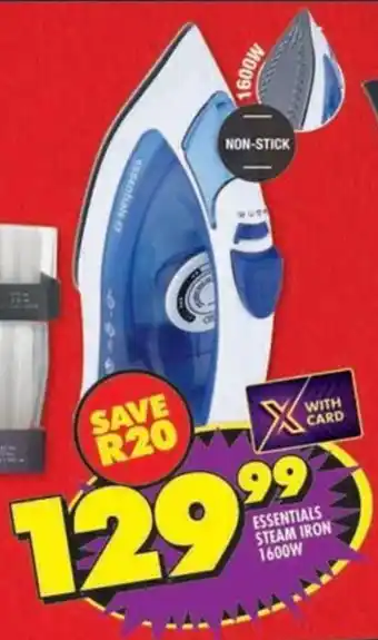 Shoprite Essentials steam iron 1600w offer