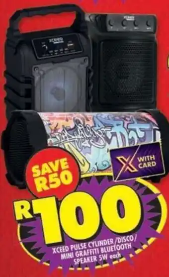 Shoprite Xceed pulse cylinder/ disco/ mini graffiti bluetooth speaker 5w offer
