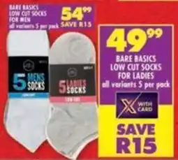 Shoprite Bare basics low cut socks for ladies offer