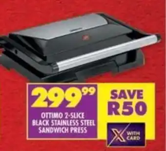 Shoprite Ottimo 2-slice black stainless steel sandwich press offer