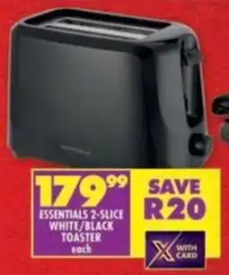 Shoprite Essentials 2-slice white/ black toaster offer