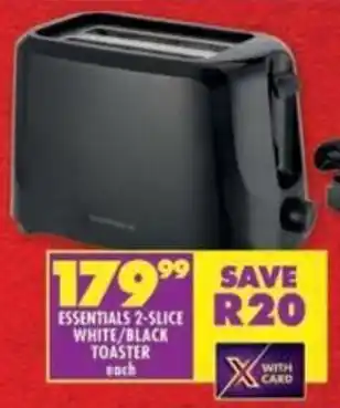 Shoprite Essentials 2-slice white/ black toaster offer