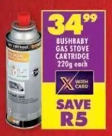 Shoprite Bushbaby gas stove cartridge offer