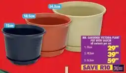 Shoprite Mr. gardener victoria plant pot with saucer offer