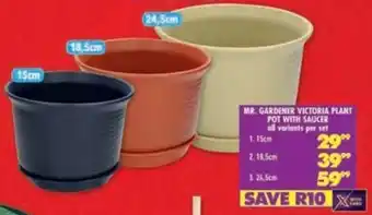Shoprite Mr. gardener victoria plant pot with saucer offer