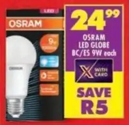 Shoprite Osram led globe bc/es 9w offer