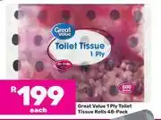 Game Great Value 1 Ply Toilet Tissue Rolls 48 Pack-Each offer