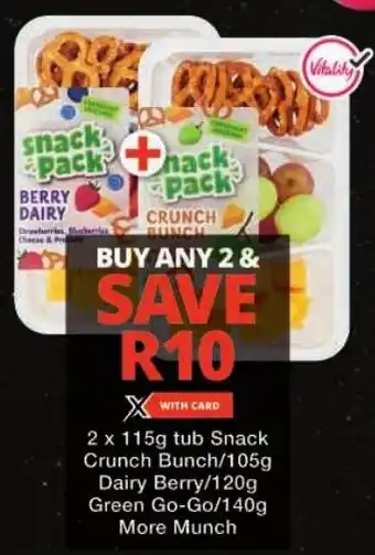Checkers Snack Crunch Bunch/ Dairy Berry/ Green Go-Go/ More Munch offer