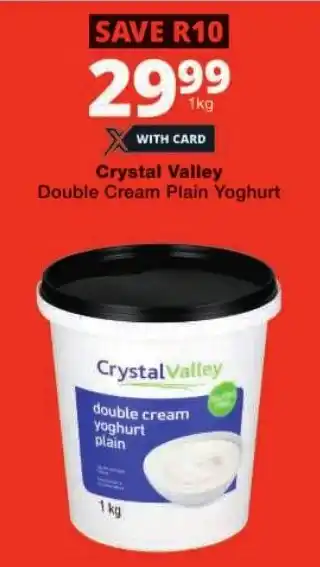 Checkers Crystal Valley Double Cream Plain Yoghurt offer