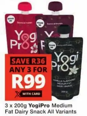 Checkers YogiPro Medium Fat Dairy Snack All Variants offer