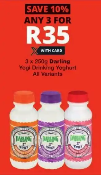 Checkers Darling Yogi Drinking Yoghurt All Variants offer