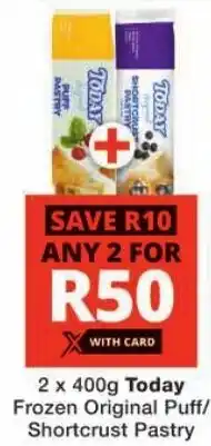 Checkers Today Frozen Original Puff/ Shortcrust Pastry offer
