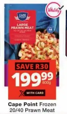 Checkers Cape Point Frozen 20/40 Prawn Meat offer