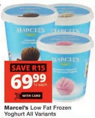 Checkers Marcel's Low Fat Frozen Yoghurt All Variants offer