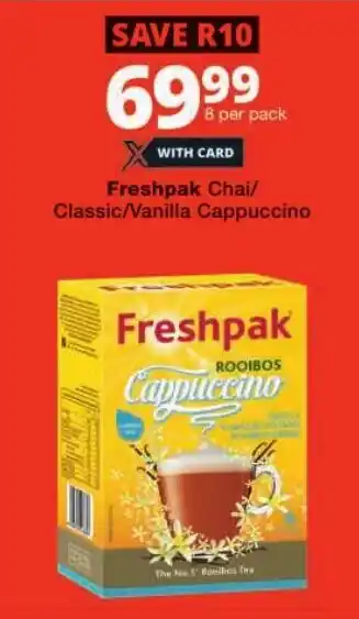 Checkers Freshpak Chai/ Classic/ Vanilla Cappuccino offer