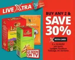 Checkers Laager Rooibos Teabags All Variants offer