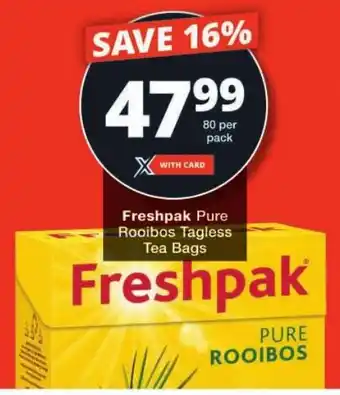Checkers Freshpak Pure Rooibos Tagless Tea Bags offer