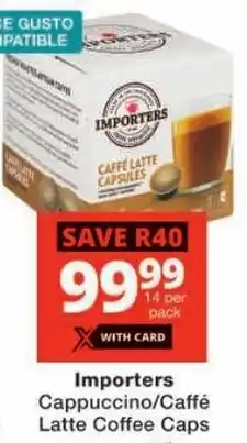Checkers Importers Cappuccino/ Caffé Latte Coffee Caps offer