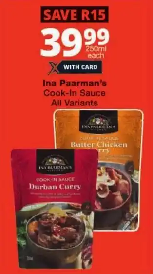 Checkers Ina Paarman's Cook-In Sauce All Variants offer