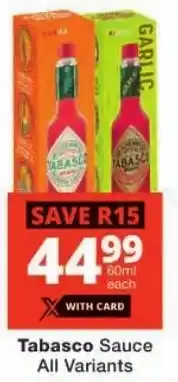 Checkers Tabasco Sauce All Variants offer