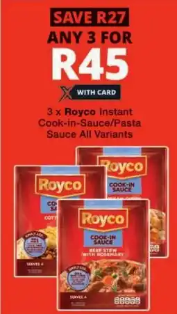 Checkers Royco Instant Cook-in-Sauce/ Pasta Sauce All Variants offer