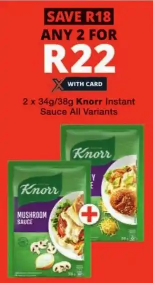 Checkers Knorr Instant Sauce All Variants offer