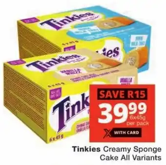 Checkers Tinkies Creamy Sponge Cake All Variants offer