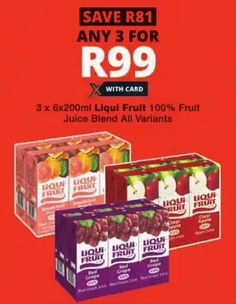 Checkers Liqui Fruit 100% Fruit Juice Blend All Variants offer