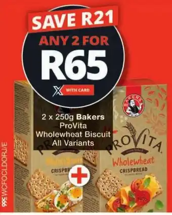 Checkers Bakers ProVita Wholewheat Biscuit All Variants offer