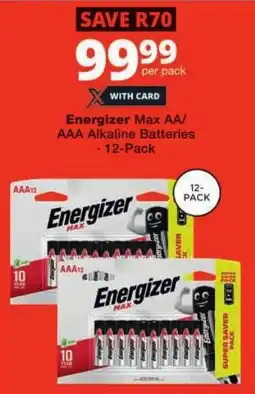 Checkers Energizer Max AA/ AAA Alkaline Batteries offer
