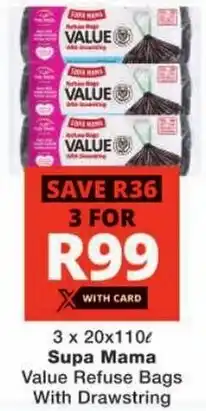 Checkers Supa Mama Value Refuse Bags With Drawstring offer