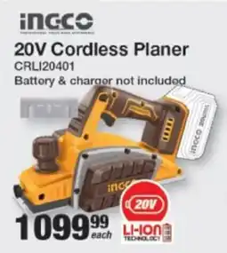 Mica INGCO 20V Cordless Planer offer