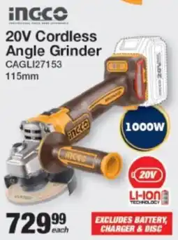Mica INGCO 20V Cordless Angle Grinder offer