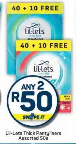 Pick n Pay Lil-Lets Thick Pantyliners Assorted 50s offer