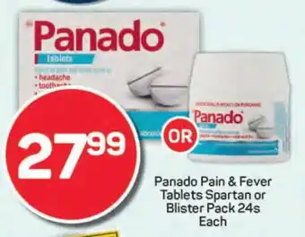 Pick n Pay Panado Pain & Fever Tablets Spartan or Blister Pack 24s Each offer