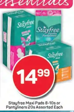 Pick n Pay Stayfree Maxi Pads 8-10s or Pantyliners 20s Assorted Each offer