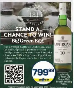 Pick n Pay Laphroaig 10-Year-Old Single Malt Scotch Whisky 750ml offer